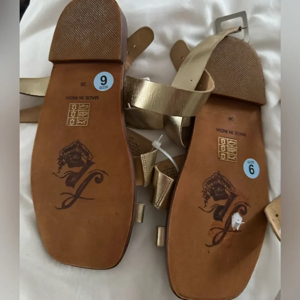 NEW Free People Romeo Wrap Sandals Gold